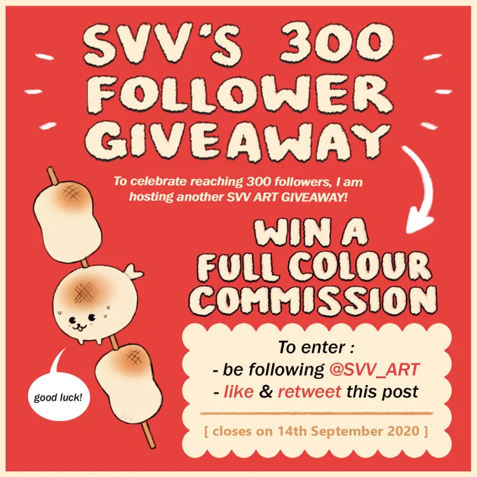 ?SVV'S 300 FOLLOWER GIVEAWAY! ?

I am hosting a giveaway for 1 FULL COLOUR COMMISSION! [ Entry details / examples below ]

[ also - thank you all so much for the amazing support ! Seeing the recent response has made my dream of being a full time artist feel possible ? ] 