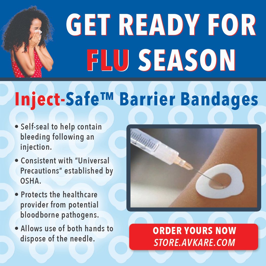 AvKARE_LLC's tweet photo. ๐ Flu Season is upon us! Are you ready? Get your Inject Safe Barrier Bandages today at:
https://t.co/nK3vxJckQW
#ShotSafety #InjectSafe #FluSeason https://t.co/5Bi4NFmZlC