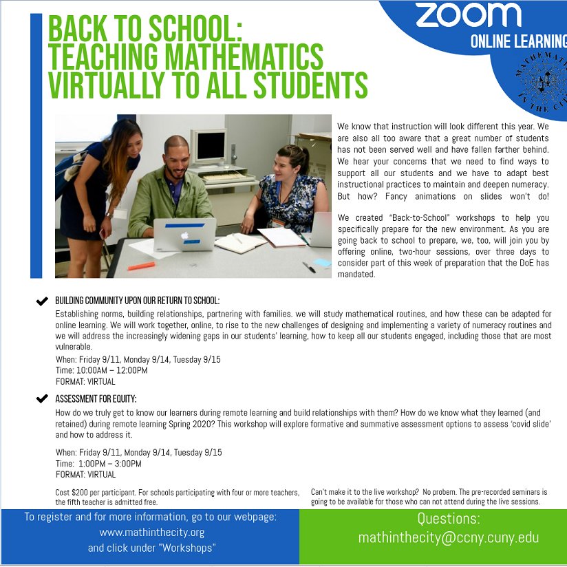 Especially for our colleagues in NYC, but open to all who can join us. Register here: bit.ly/2Glw7sL #iteachmath #elemmathchat #msmathchat #MTBoS