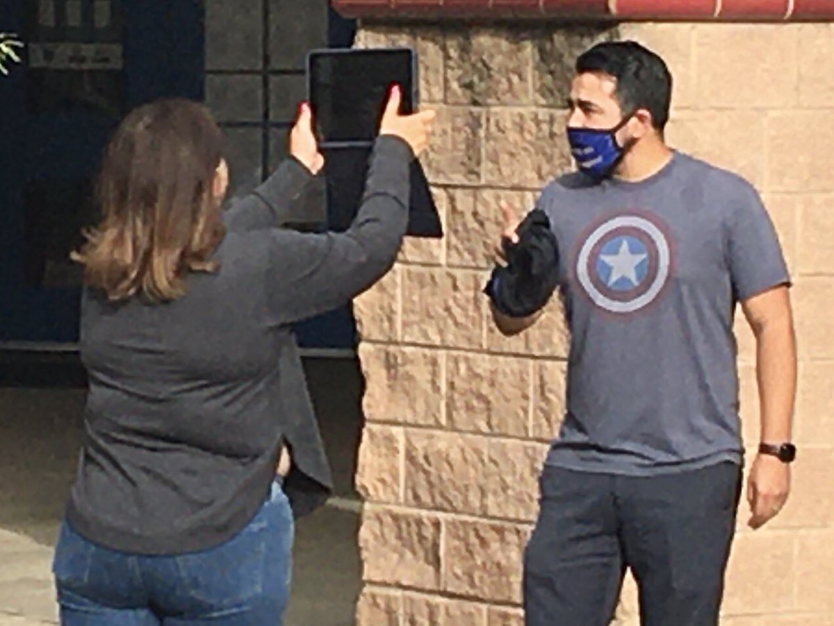 medranolibrary's tweet photo. Mr. Mondragon and staff shoot a Welcome video for students. Can’t wait to see the final cut! @DragonsMedrano @dallasschools @medranolibrary #TeachersRock https://t.co/xuezxTJnUf
