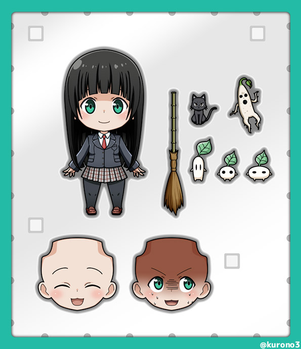 「出たらいいなを形(絵)に。ねんどろいど風・『ふらいんぐうぃっち』の木幡真琴ちゃん」|玄乃エミーのイラスト