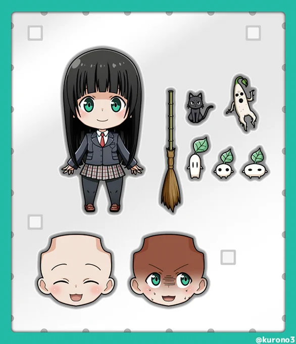 出たらいいなを形(絵)に。ねんどろいど風・『ふらいんぐうぃっち』の木幡真琴ちゃん&チトさん描きました。
#ふらいんぐうぃっち 