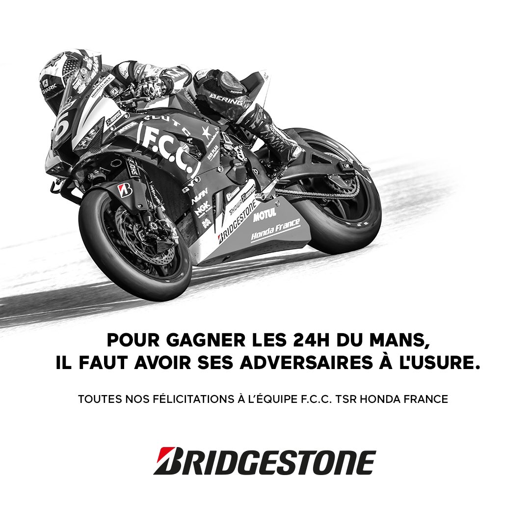 TSRHondaFrance's tweet photo. Thank you for our partner Bridgestone for their support ! Winning @24heuresmotos  is a team effort 🙌🏽
#Honda #Fireblade #CBR #Bridgestone #24hmotos #fimewc https://t.co/M58y2qO9n3