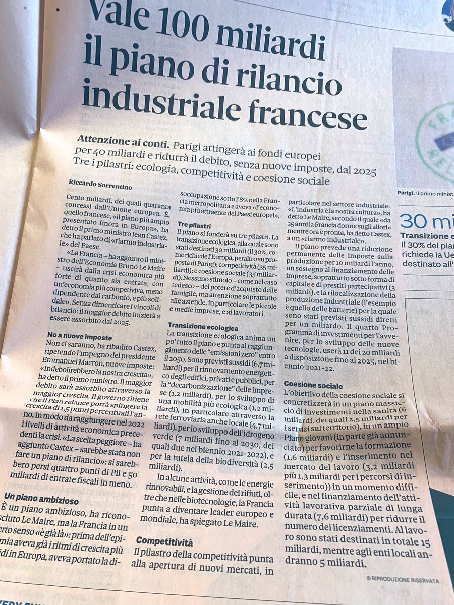 OGiannino's tweet photo. Ah ma allora si possono fare svolte strategiche solo su poche priorità, invece di mille bonus a pioggia. I 100 mld di Macron -40 da fondi UE- vanno solo a sostenibità ambientale, sociale, e guarda guarda 35 mld a competitività delle imprese, di cui 10mld in meno tasse..caro Conte https://t.co/wrFvrFxo8N