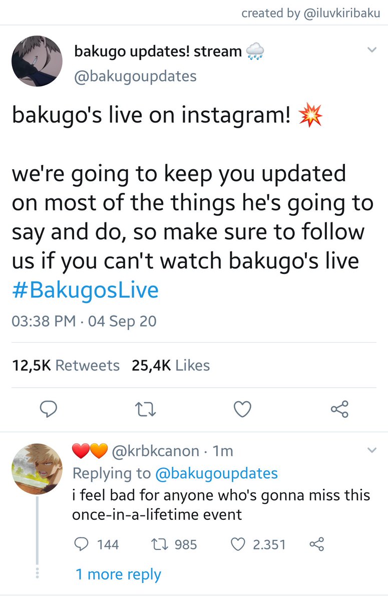 ✦ bakugo's live on instagram