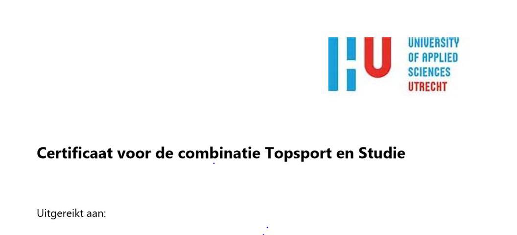 Eerste certificaten voor de combinatie topsport en studie is een feit! Super knap een duale carriere .