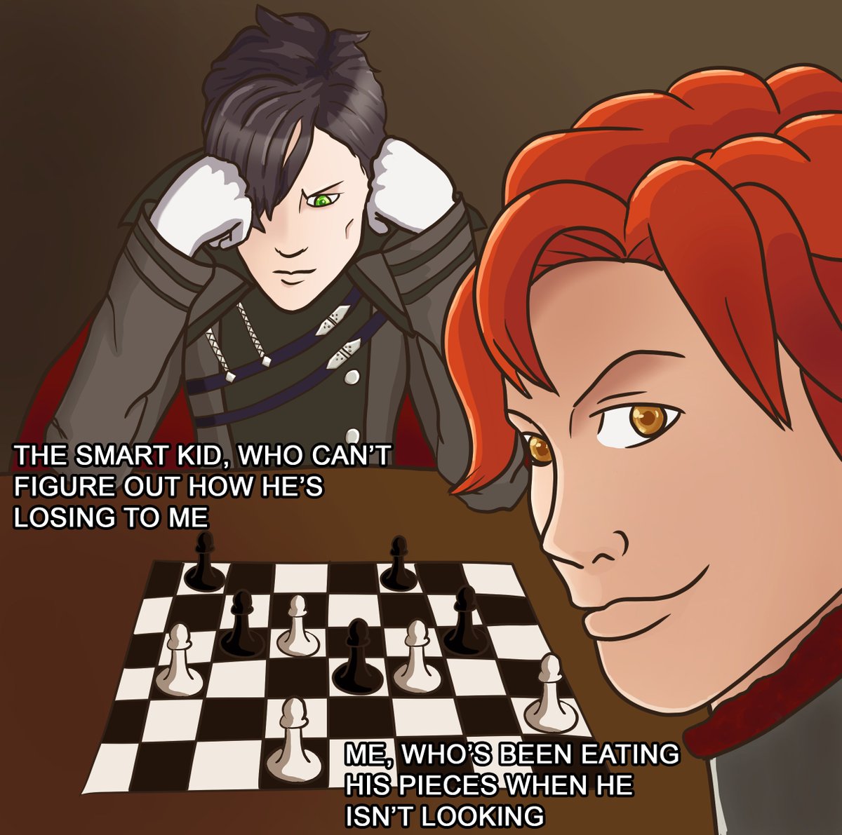 boh_arts's tweet photo. #SylvbertWeekend Day 1: Games
Let's start this off with my dumb shitty meme art~
@SylvbertFE3H #sylvbert #huvain https://t.co/8vAvfxjPwS