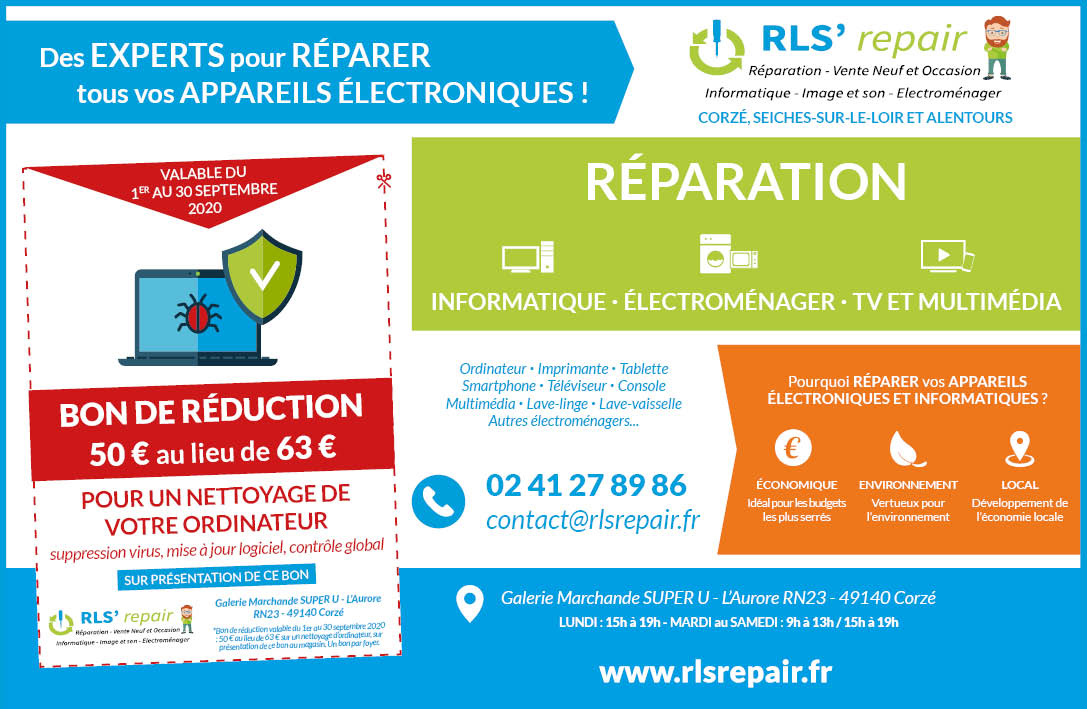 RLSRepair's tweet photo. 🎁Bon de réduction pour le nettoyage de votre ordinateur : en septembre, venez au magasin avec le coupon présent dans les Nouvelles d’Anjou et bénéficiez d’un bon de réduction (50 € au lieu de 63 €) pour le nettoyage de votre ordinateur. https://t.co/VvaPV3V70x
