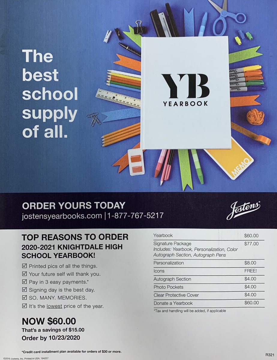 khscdyearbook's tweet photo. @KnightdaleHS did you know that YEARBOOKS are OFFICIALLY ON SALE?!?! Order NOW for cheaper prices! Check it out... https://t.co/djbVyzSMgo