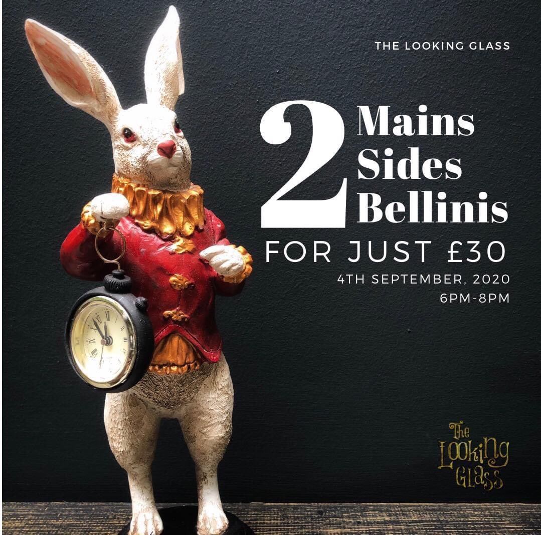 We’ve got a fantastic deal for you today!

✨ 2 Mains, 2 Sides &amp; 2 Bellinis for just 
      £30!
✨ This offer is valid 6pm-8pm this 
      evening (04.09.20).

We have limited tables available due to social distancing so we advise booking ahead to avoid disappointment.