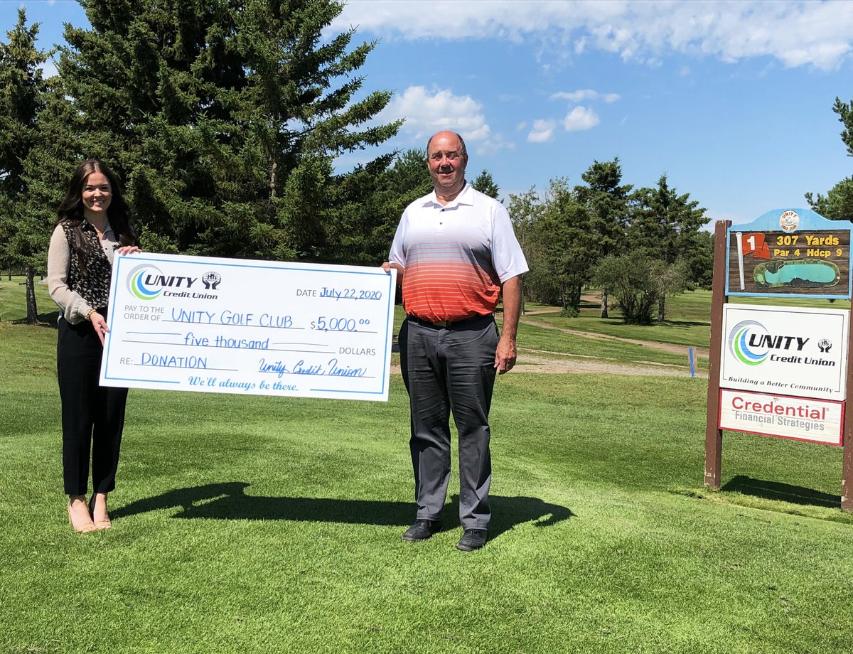 UnitySkCU's tweet photo. We are proud to announce that Unity Credit Union has donated $5,000 to the Unity Golf Club. This sponsorship was approved by our Board of Directors as part of an ongoing commitment to support our local golf course.
#CUintheCommunity #SupportingOurCommunity https://t.co/e9vRswYuxo