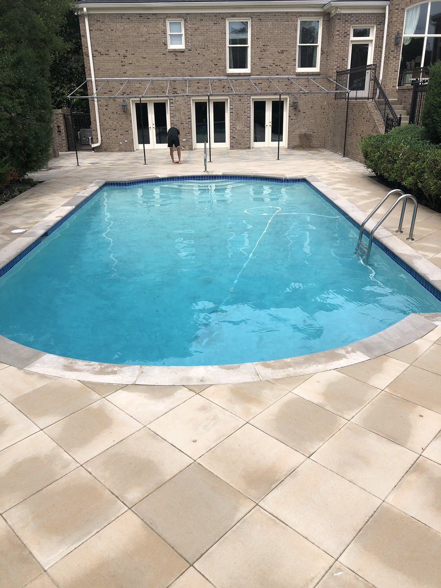 TechoNerren's tweet photo. #TechoPro @willosaurus.rex and his team at #DenaliExteriors knocking out another #CatalogWorthy pool deck! This time blending @techobloc #Para in both the 250x500 and 500x500 sizes in our #BeigeCream and Greyed Nickel colors! 💦💦💦 https://t.co/c5qAaDGgkT