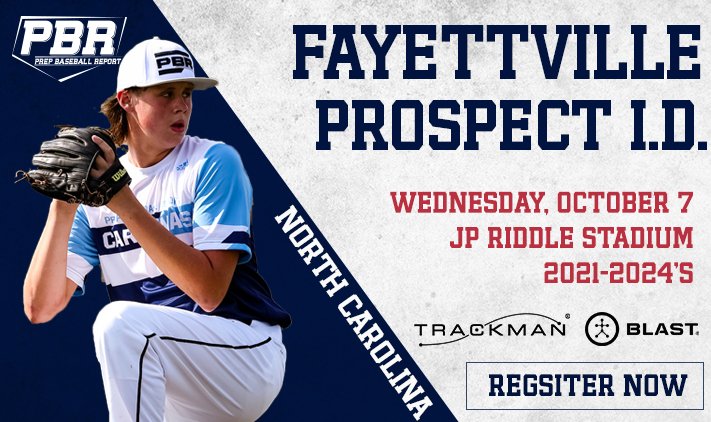 Coming up on 10/7... 

Fayetteville Prospect I.D.

Open to players in class of 2024 &amp; up.  This event is a great way to get in our database and added to our class ranking lists.  

Video, scouting analysis, TrackMan &amp; Blast Data all included!

Sign up: prepbaseballreport.com/event/NC/fayet…