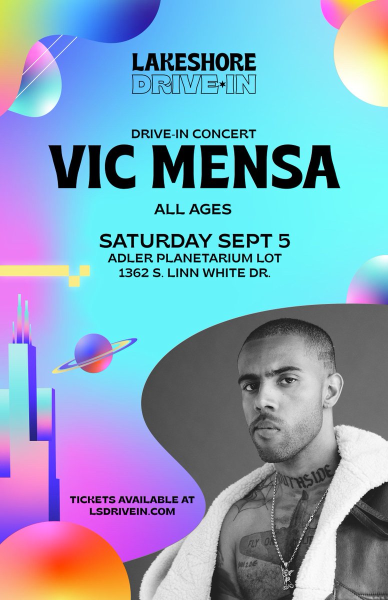 Do312's tweet photo. Chicago welcomes back @VicMensa, a favorite hometown voice. Get your tickets now to see the rapper debut #VTape at @LSDriveIn tomorrow! 🏙️https://t.co/3P2WQufp2n https://t.co/9Ss0l1Xg9q