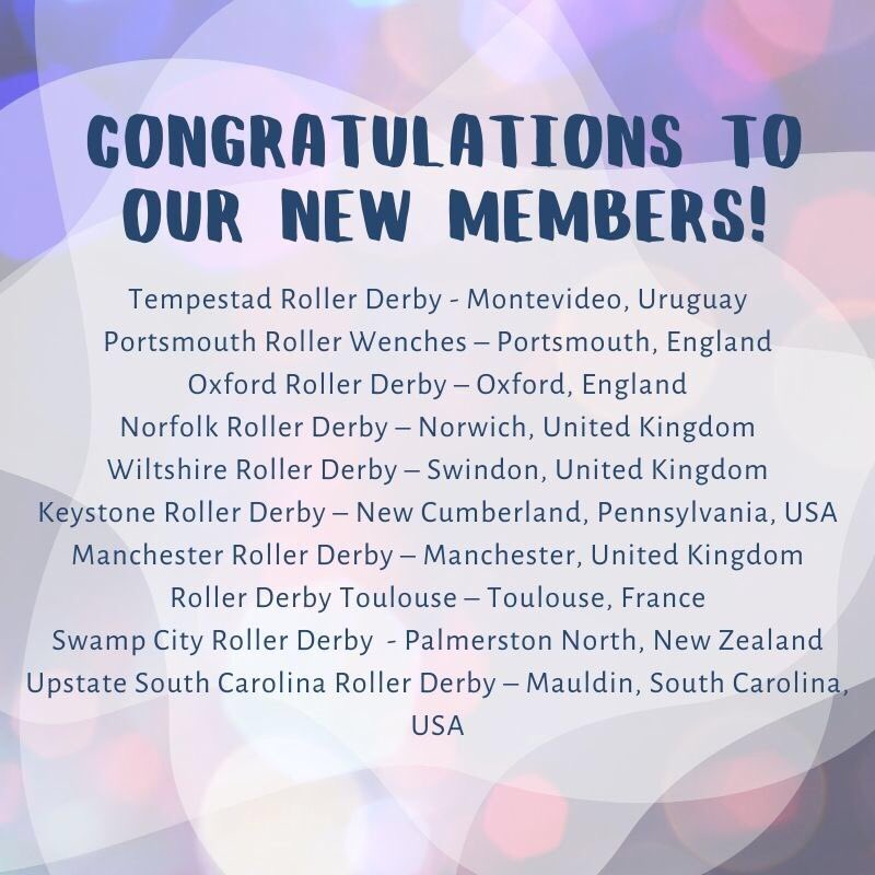 Congratulations to our newest members! Welcome to the WFTDA! resources.wftda.org/wftda-announce… 

<a href="/RollerWenches/">Portsmouth Wenches</a> <a href="/Oxrollerderby/">Oxford Roller Derby</a> @RollerDerbyTLS <a href="/DerbyNorfolk/">Norfolk County Roller Derby</a> <a href="/WiltsRD/">Wiltshire Roller Derby</a> <a href="/mancrollerderby/">Manchester Roller Derby</a>