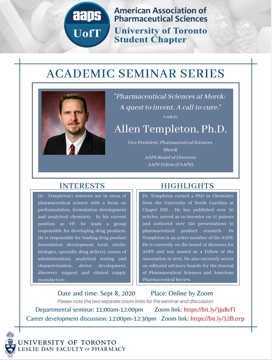 aapsuoft's tweet photo. Please join us next Tuesday for our academic seminar series session with Dr. Allen Templeton from @Merck https://t.co/gy01D3LdUv