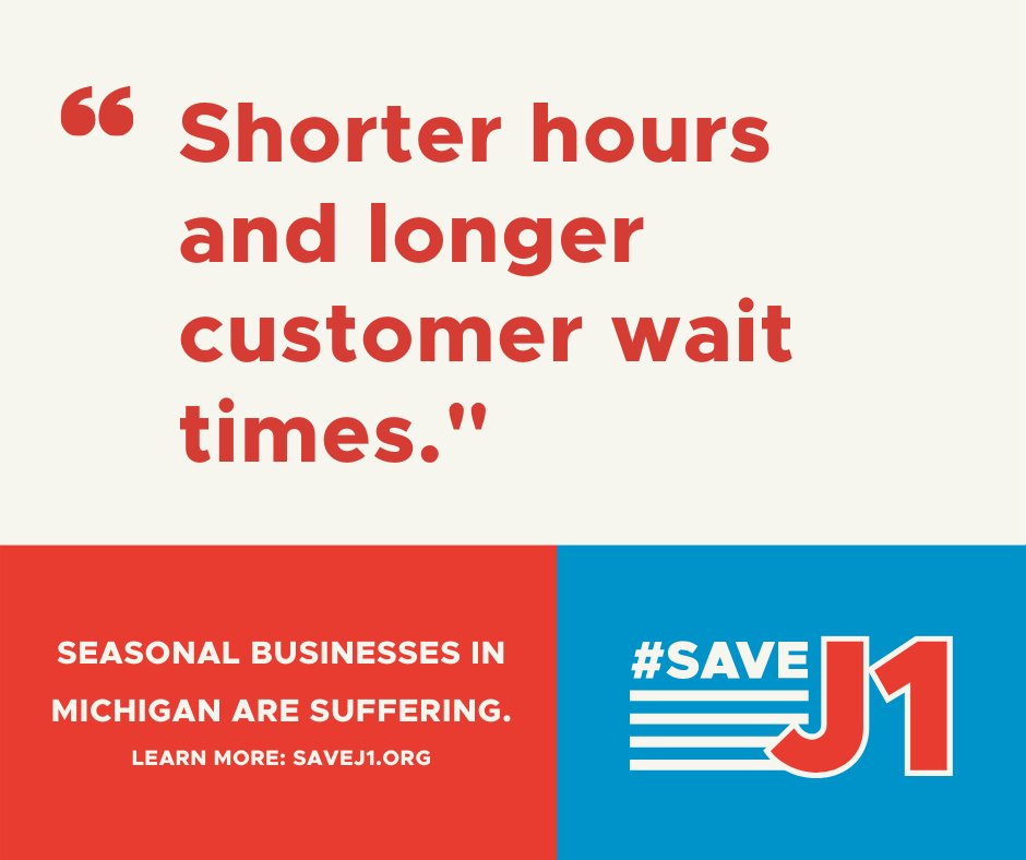 Do J-1 seasonal student workers prevent locals from getting jobs? 'Absolutely not,' says a Michigan business owner. But the U.S. Government suspended J-1 visas. Now the economy is suffering. Read more - buff.ly/355NqIQ - and learn how to #savej1 at SaveJ1.org