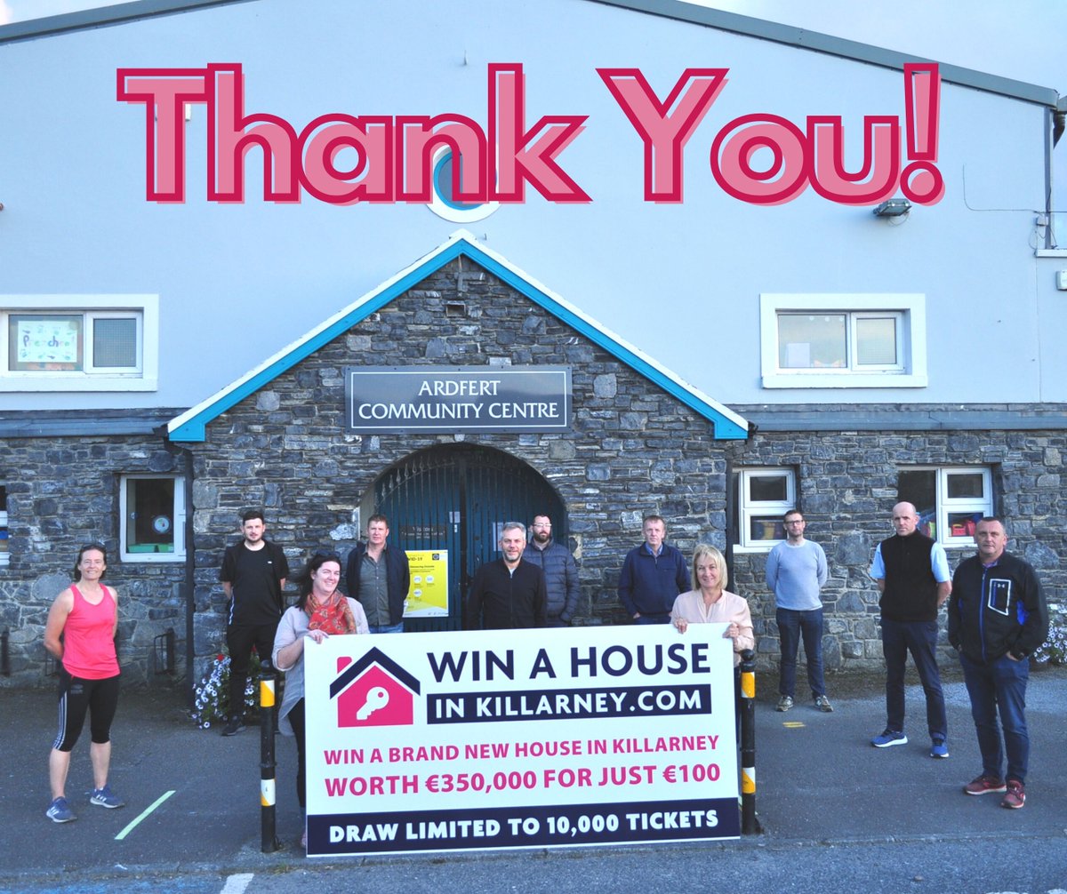 WAHKillarney's tweet photo. We’re happy to announce that since launching our Ardfert Community Centre fundraiser on 17th July we've sold over 5,000 tickets, raising over €500,000 for our new multi-purpose community and sports facility 🌟 From all of us... THANK YOU! Get yours here👉🏼 https://t.co/f2VsVM1yTV https://t.co/w1MwHBPRGt