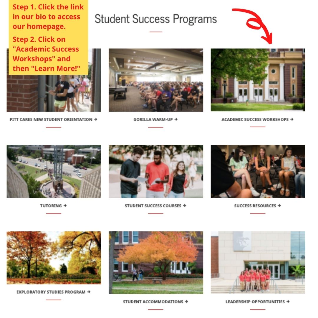 PSUSuccess's tweet photo. Can't attend our Academic Success Workshops in person? No problem! All of our workshops are available on our website! Follow these steps to find prerecorded Zoom presentations, just for you! https://t.co/lRqXyLK6r2