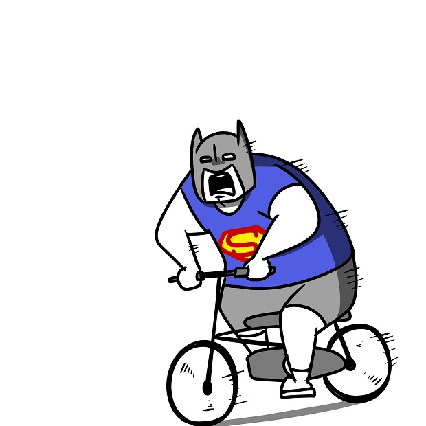 「途方もなく広い庭で自転車に乗る練習をするブルース坊ちゃま 」|Mr.Aのイラスト