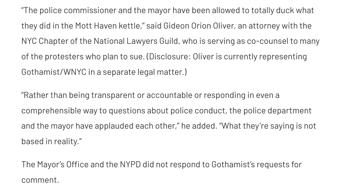 gideonoliver's tweet image. Instead of providing any transparency, let alone discipline or other accountability, for the highly orchestrated Mott Haven kettle and brutal attack on the #FTP4 action, @NYPDnews @NYPDShea and @NYCMayor @NYCMayorsOffice have spread misinformation about what they did and why
