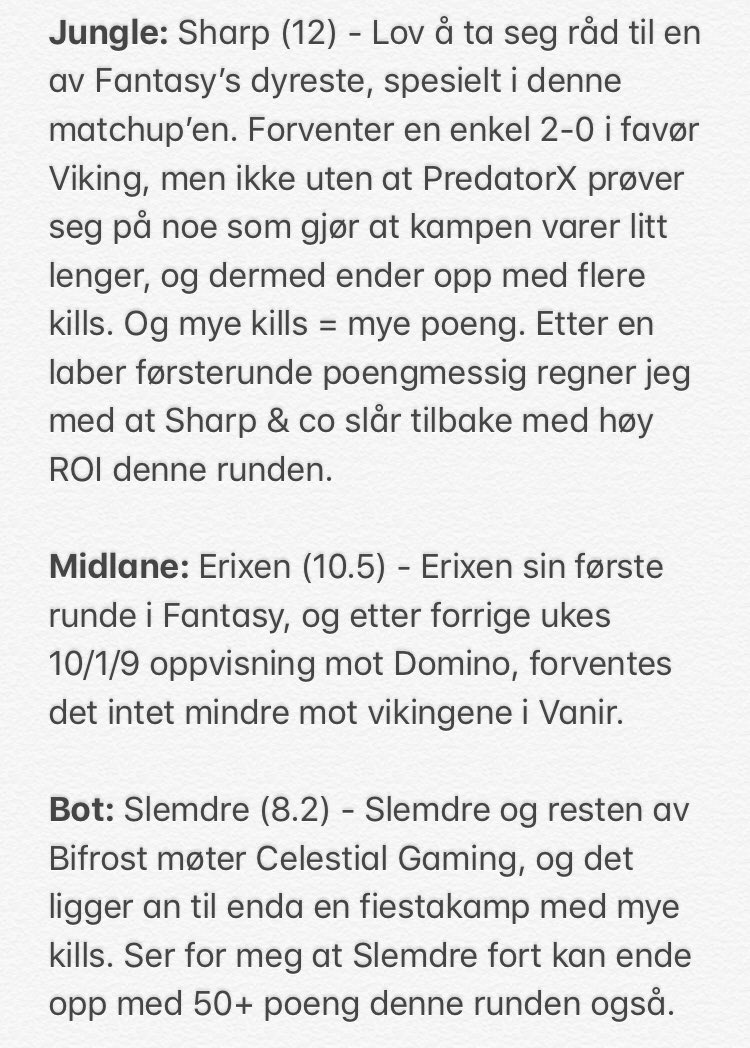 Ole4ndreas's tweet photo. Dark Horse-lag for 2.runde i TL Fantasy. Egentlig overbevist meg selv her, og angrer nesten på laget jeg har valgt, som jeg har lagt ved i siste bildet👏🏻

Har også opprettet en egen liga om folk vil delta der også: FB104ED3

Kanskje vi fikser premie om noen klarer å slå meg?👀 https://t.co/2vcKqjPMtk