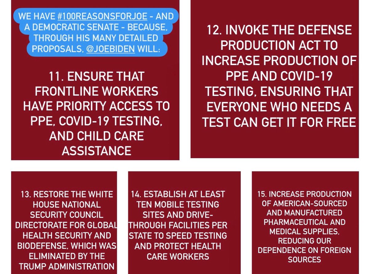 pfpvc's tweet photo. Reasons 11-15 of our #100reasonsforJoe - strong, policy-based reasons to get out the vote for @JoeBiden  and @KamalaHarris on Nov 3! Many more to come! https://t.co/xfr6p4KcLW