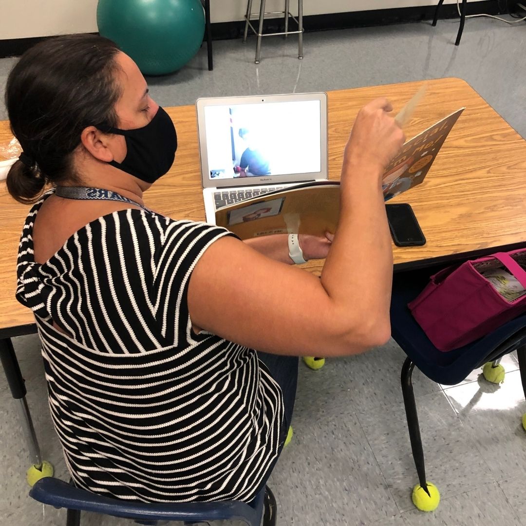 FMHS teacher, Ms. Honsinger, connects with a student in her AVLS class through reading a story over WebEx! 

We are so thankful for our exceptional staff that is going above and beyond to help our students during remote learning! 💙💙

#goFMjags #celebrateFMHS 🐆🐾💙🤍