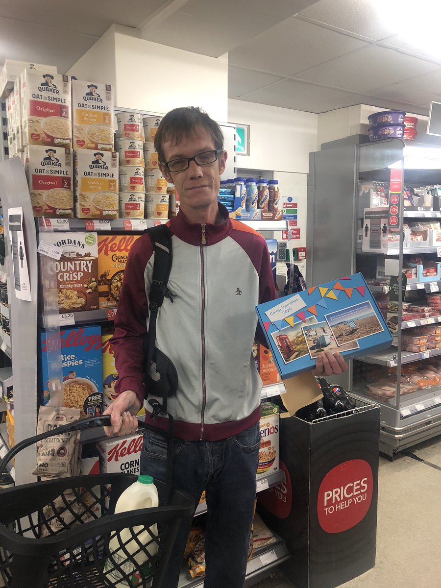 LouisaShone's tweet photo. Customer at pcr went and collected the elderly prescriptions throughout Covid he’s also a career for his brother who is a stroke victim . We thought we’d brighten up his day and say thanku #2020staycation @coopuk @CatAnnJones @P_Chudders @Debcoopmemb https://t.co/27ND605ifl