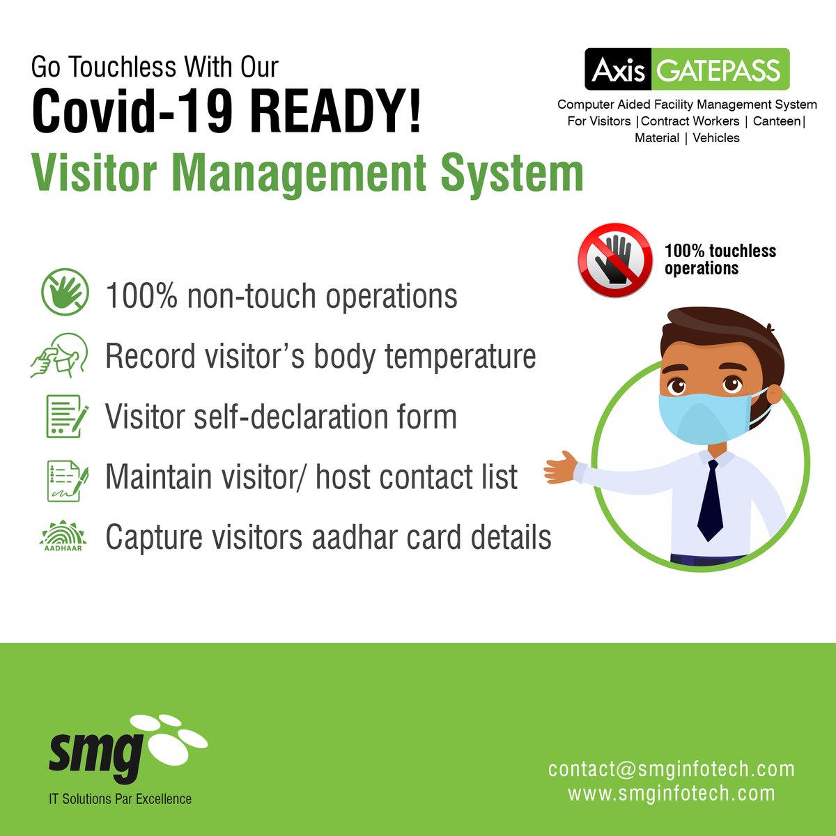 CAFMsolutions's tweet image. Visitor Management for the Enterprise - Multi-site, approval workflow, self-registration, visitor safety training, multilingual, non-touch, Visitor food coupons, Cloud or locally hosted, access control, paperless 

smginfotech.com/cms/facility-m…

#visitormanagement
#visitorsoftware