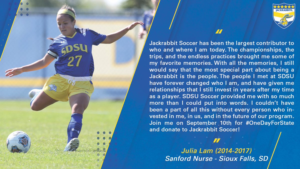 GoJacksSoccer's tweet photo. ONCE A JACK, ALWAYS A JACK!
Catch up with former midfielder and Minnesota native Julia Lam on what her time at South Dakota State meant!
#OneDayForState #gojacks https://t.co/oCTnEbErnD