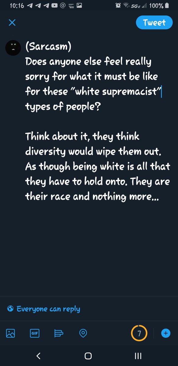 Random thought..A part of me feels a teensy bit of sympathy for these "white supremacists..(Hear me out..)Think about it, they feel like any kind of diversity will result in their "extinction". That they have nothing to stand for except for their skin color..