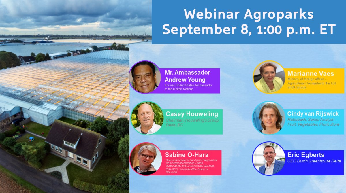NLintheUSA's tweet photo. Learn about #agroparks, high-tech greenhouses, and the innovative approach of food production in the Netherlands in a #webinar on September 8. Join the embassy’s #agrifood experts and their Dutch and American partners.

Learn more: https://t.co/FhYPkr7qv8 https://t.co/bl4aXTqEGn