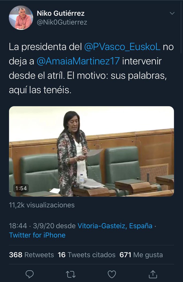 MegaBasque's tweet photo. ¡Pero qué dices, Nico! Fue Amaia la que no quiso bajar y Tejeria le permitió hablar desde el escaño. Siempre mintiendo. Mira el vídeo, anda: https://t.co/kV7vU7CQSB https://t.co/dwgKN8chpl