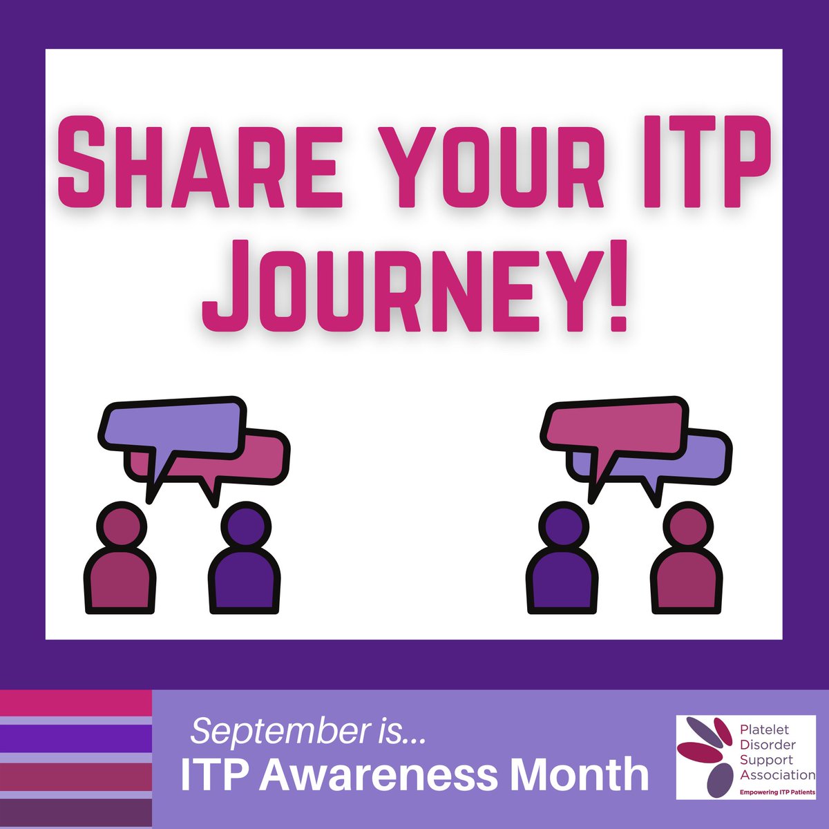 PDSA_ITP's tweet photo. Let’s talk #aboutITP. Living with ITP can feel isolating, but you’re not alone! Help make the world #ITPaware by sharing your journey with us: https://t.co/ESJvct8Mhj. https://t.co/TMXpBHRs2V