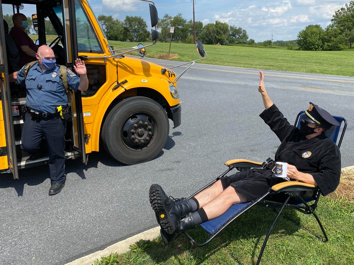 After a few days of e-learning with Officer Bill, Lt. Nickischer quickly realized that those in-school days for students with last names starting with M-Z simply couldn't come fast enough.All kidding aside, we want to wish all of our Upper Macungie students a safe school year!