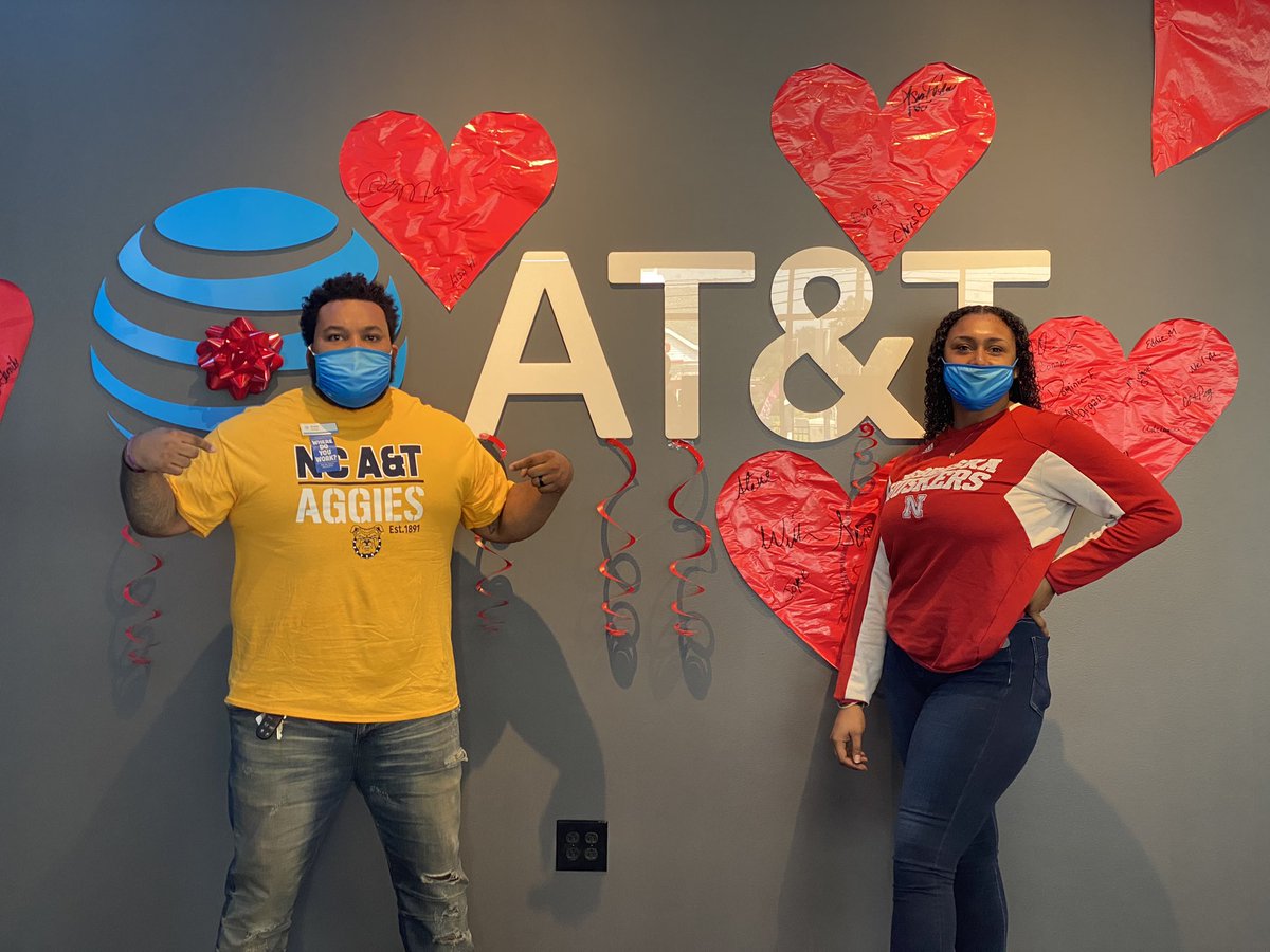 AndreCorbett_'s tweet photo. Reppin’ the greatest HBCU on the planet and my alma mater #NorthCarolinaA&amp;T 🗣Aggie Pride!! And next to me is RSC Asia Cole rocking her alma mater #NebraskaCornhuskers today for #CollegeColorsDay Let’s go!! ✊🏽💪🏽 #DeptfordStore #OVO #SJP #Dynasty #OHPA https://t.co/xlLnw2jxaw