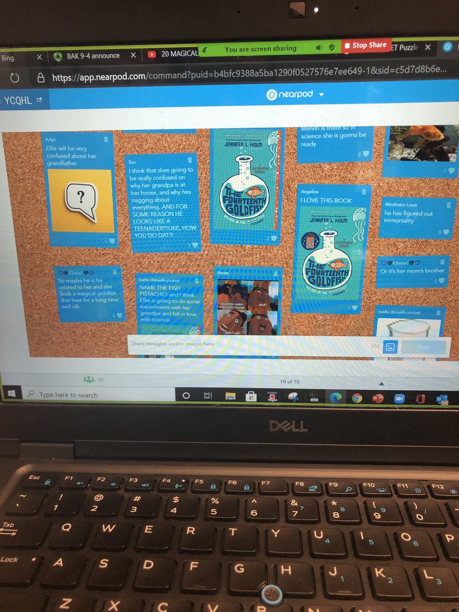 MegChar's tweet photo. 4th 🎯 created visual enigmas of their names to represent themselves, named their new class pet, and completed a Nearpod activity for “The Fourteenth Goldfish” @bakerelembears @CobbAlp #lovetothinkhere #learngrowlead https://t.co/yozdm50SWa