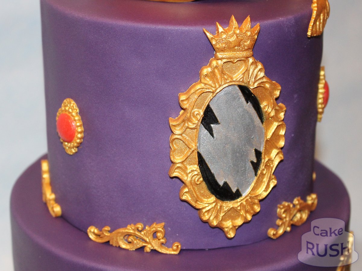CakeRush's tweet photo. Bryony's choice this year is Disney Descendants, so we made this two-tier cake in elegant royal purple, with details in red and gold, plus a suspicious-looking apple on top!

Who's your favourite - Mal, Carlos, Jay or Evie? 🙂

#Descendants #birthdaycake #cake #Disney https://t.co/5waoicsy2d