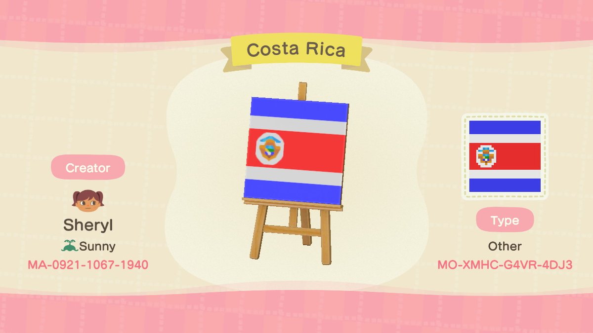 SherylEsquivel's tweet photo. Costa Rica flag 🇨🇷 #AnimalCrossing #ACNH #NintendoSwitch #customdesign #creatorcode #creatorcodes https://t.co/03DxAnzZhL