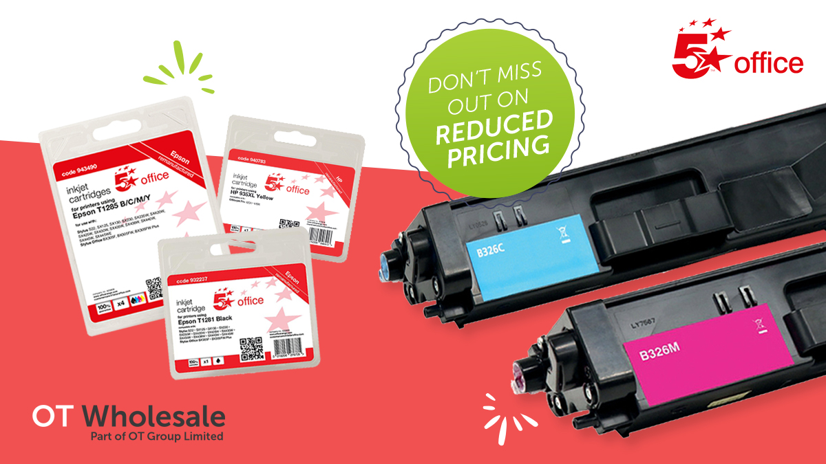 Looking for a low cost alternative?  Our 5 Star™ EOS range offers great value and at a great price.  Buy with confidence, toner cartridges are covered for 3 years and inkjet cartridges are for 2 years.  Not yet registered, apply online otwholesale.co.uk