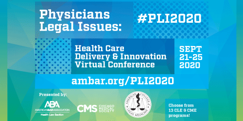 abahealthlaw's tweet photo. Mark your calendar! Registration open for full 5-day program. Daily rates also available. https://t.co/sDvGA4qUDC
This joint CLE/CME virtual conference is designed for physicians and attorneys who work in healthcare and closely connected industries.
#PLI2020 #HLS4U #abahealthlaw https://t.co/aBqVbemh23