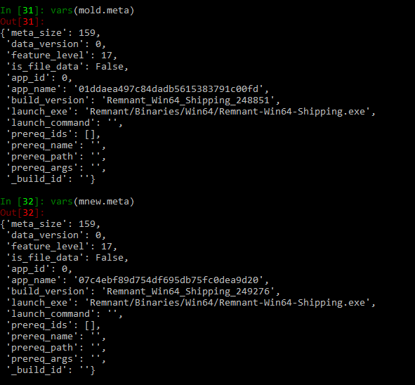 Another theory since I just noticed that the AppName (ArtifactId in BuildPatchTool) doesn't match between the latest and previous maniefsts of Remnant; maybe the latest build was created on a different machine than the previous ones?