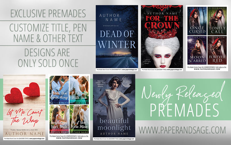 paperandsage's tweet photo. New Featured PreMade Designs from our Shop! We're constantly adding PreMade Book Cover designs to our catalog. Unique and exclusive. Series and stand-alone designs. Customize with your text. Ebook and print options available for all designs. https://t.co/NjNdXnPebb 📚 https://t.co/d1MqEuaKEM