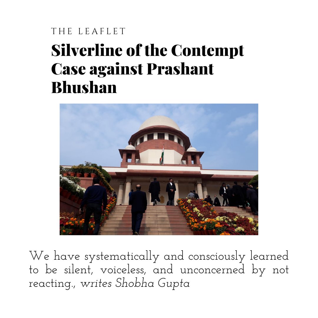 TheLeaflet_in's tweet photo. Silverline of the Contempt Case against Prashant Bhushan
#TheLeaflet #ConstitutionFirst
Read more #LinkinBio
#PrashantBhushan #ContemptCase #PrashantBhushanContemptCase #SupremeCourtContempt #IndianBarAssociation #FreedomofSpeech #FreedomofExpression https://t.co/7JmGZkMDF8