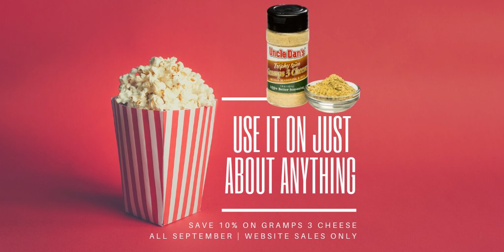 UncleDansRanch's tweet photo. Our second special running this month is a popular one. During the month of September, you can save 10% on Gramps 3 Cheese from our Trophy Spice line.

https://t.co/UiGC5BnFGS

#UncleDansRanch #UncleDans #iloveuncledans #TrophySpice #eatwell #seasonbetter #makeitfresh #madeinpnw https://t.co/LJ59JvVRiw