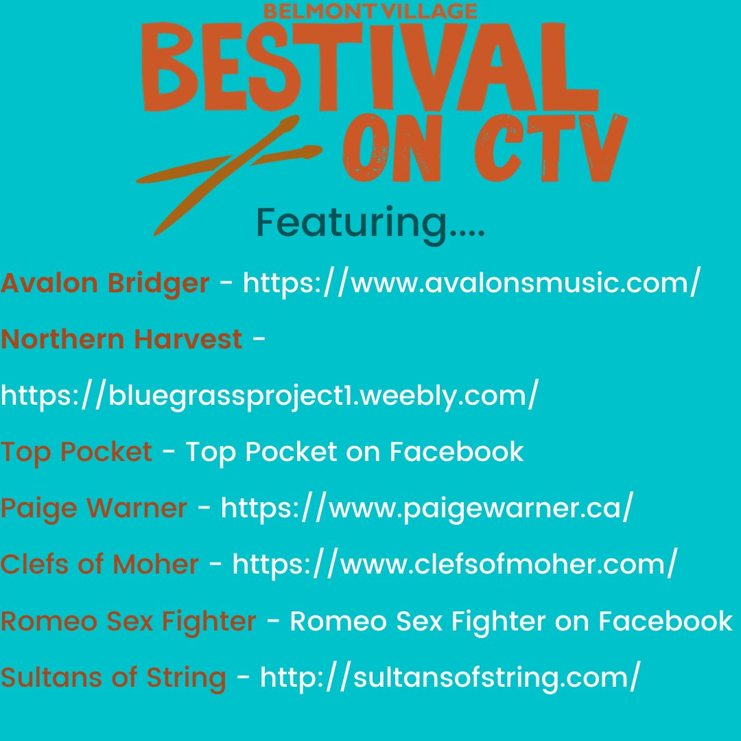 Today we are announcing the rest of the performers for Bestival on CTV! We are so excited to be sharing this exciting information with you. You can find a video featuring all these artists on our FB, Instagram, or website.

There are only THREE DAYS left until Bestival on CTV!