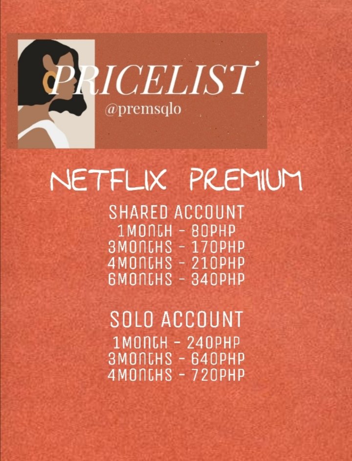 premsqlo's tweet photo. here's our updated pricelist! 🤗

Netflix
Spotify
Other Prems

avail now! DM me💌 https://t.co/tsgGAp0R8C