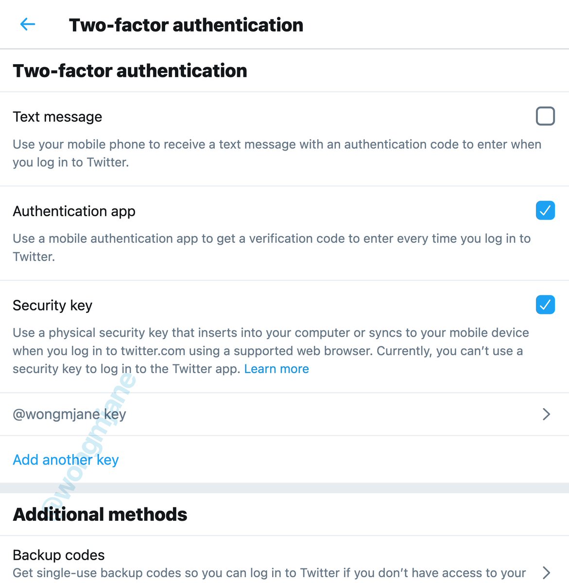 wongmjane's tweet photo. Twitter is working to support multiple Security Keys

this is great when you have one security key for your laptop, another for your phone https://t.co/RfKSFOS5DW