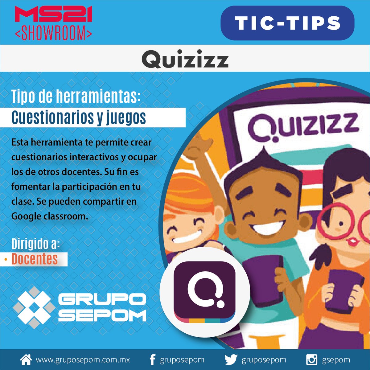 GrupoSEPOM's tweet photo. #TicTips es una sección diaria donde conocerás herramientas útiles para implementar en tus clases virtuales. 

🏆 Forma parte de nuestra comunidad para más beneficios en: https://t.co/8dR6fz6Dd3

#MaestroSigloXXI #TIC #TICeducación #YoAprendoEnCasa  #MS21showroom https://t.co/fzeJQOSRK4
